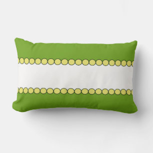 Oreiller vert et blanc avec bordure de perles jaun