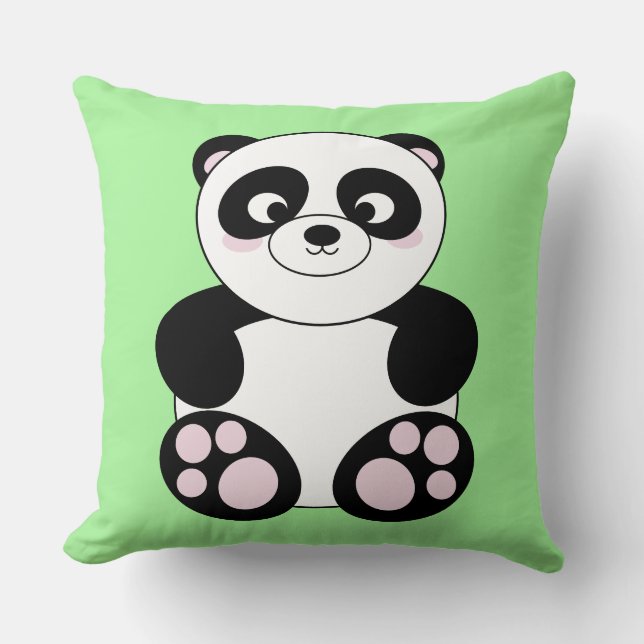 Oreiller vert Panda Carton (Recto)