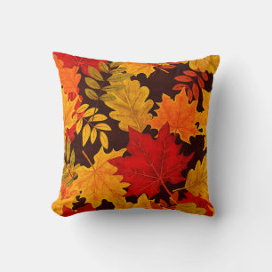 Oreiller vibrant à motif de feuilles d'automne