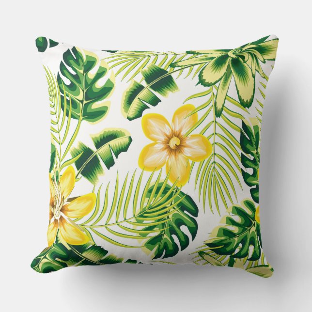 Oreiller vibrant aux fleurs tropicales estivales e (Recto)