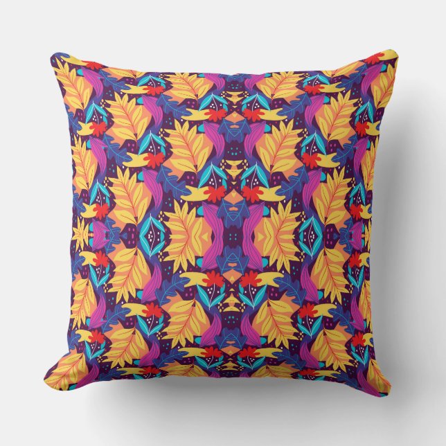 Oreiller vibrant avec un motif abstrait symétrique (Recto)