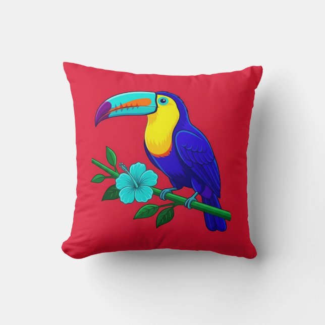 Oreiller vibrant de toucan tropical (Recto)