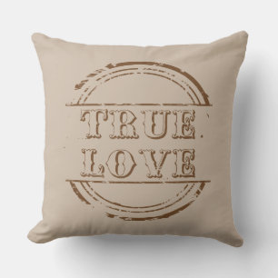 Oreiller Vintage Véritable Amour Brun Tan Grunge