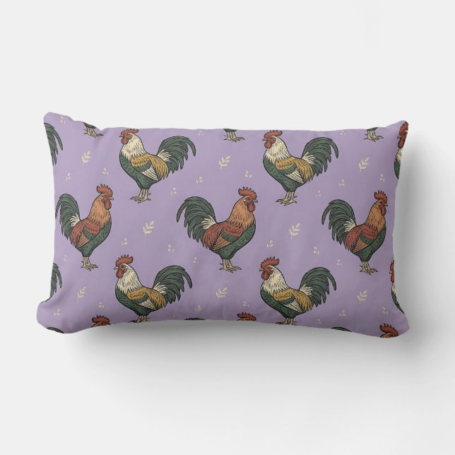 Oreiller Violet Coq Vintage Lombaire (Recto)