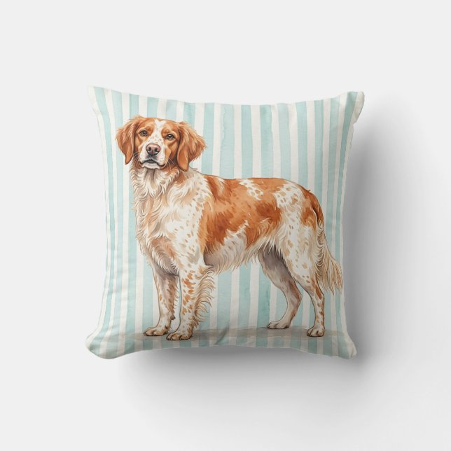 Oreiller Watercolor Brittany Spaniel (Recto)