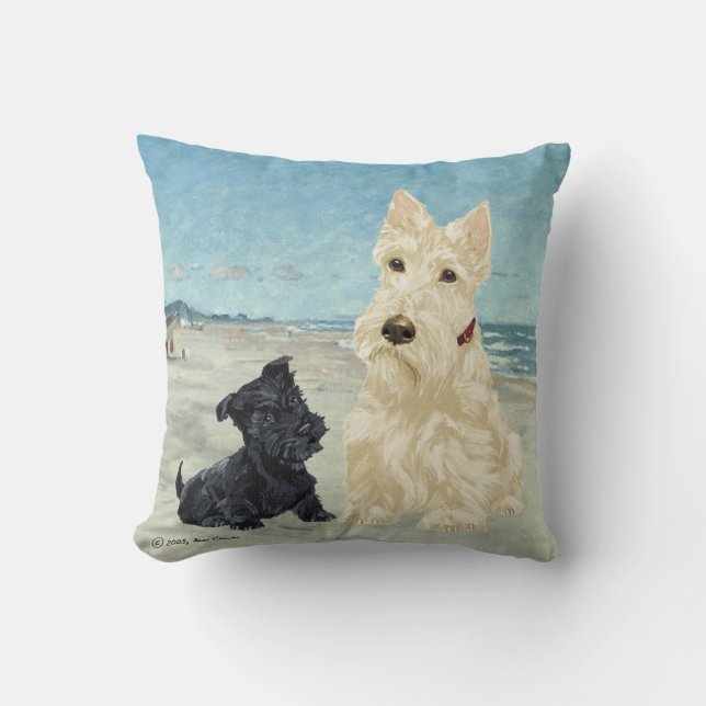 Oreiller Wheaten & Black Scottish Terrier (Recto)