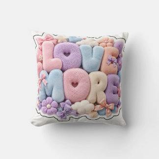 Oreillers 3D en peluche pastel "LOVE MORE"