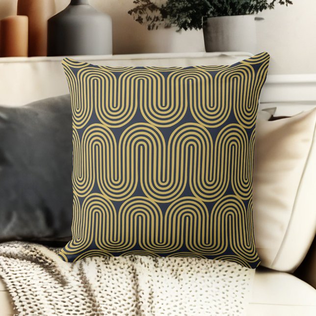 Oreillers à jet à motif géométrique (throw pillow for living room geometric couch throw pillow blue and gold)