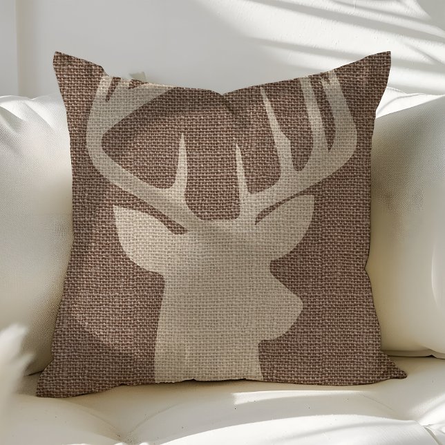Oreillers à jet de cerf rustique Buck Burlap (Créateur téléchargé)