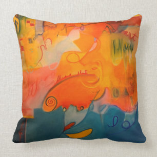 Oreillers à lancer bleu Turquoise et orange vif