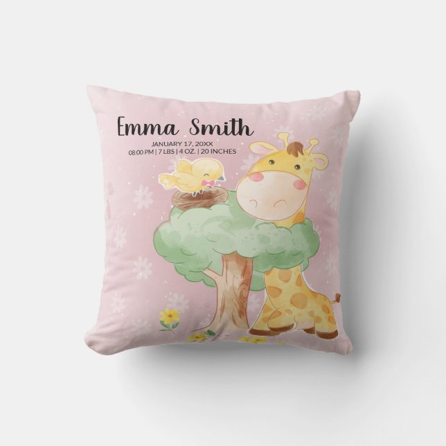 Oreillers à lancer de Baby shower de Girafe à livr (Recto)