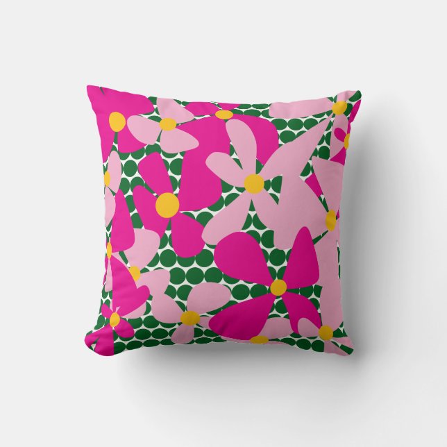 Oreillers à lancer de Doodle de fleurs (Recto)