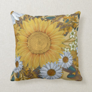 Oreillers à lancer de tournesol floral