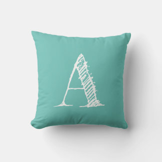 Oreillers à lancer du monogramme initial turquoise