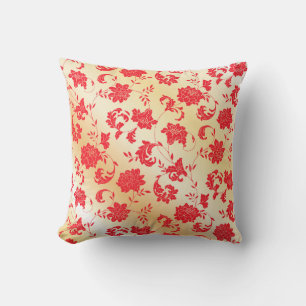 Oreillers à lancer Floral Rouge et Or