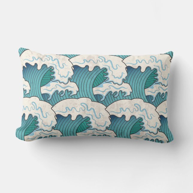 Oreillers à lancer japonais Waves Lumbar (Recto)