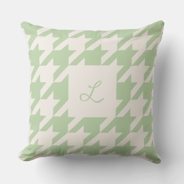 Oreillers à lancer monogrammé à la crème de menthe (Recto)