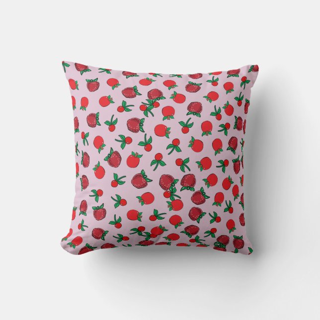 Oreillers à lancer Motif de fraise, cerise et pomm (Recto)