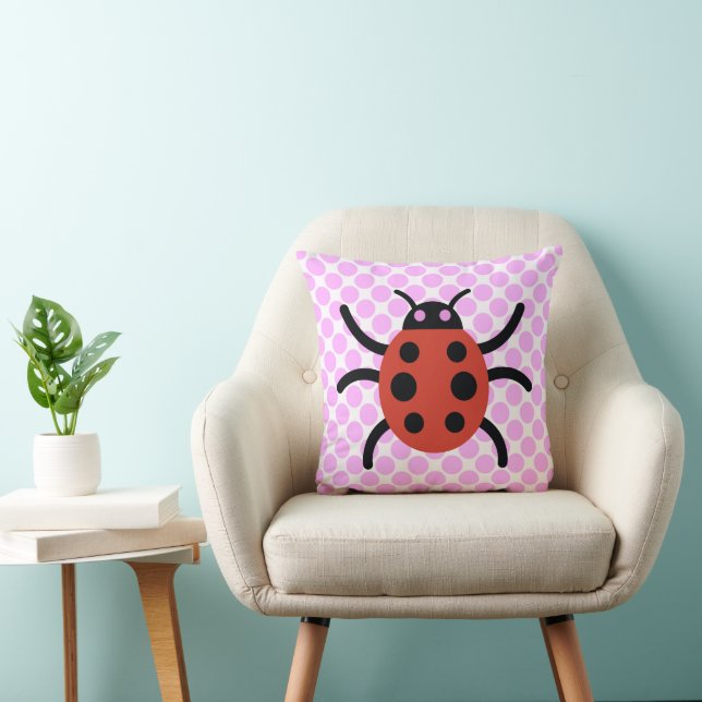 Oreillers à lancer rose Pointe Art Ladybug (Chaise)