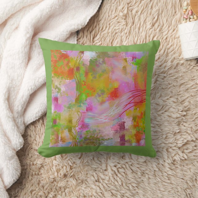Oreillers Abstraits Luscious vert printemps rose (Couverture)
