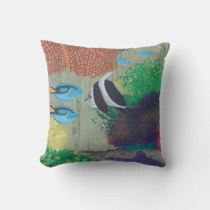 Oreillers avec peinture de poissons tropicaux colo