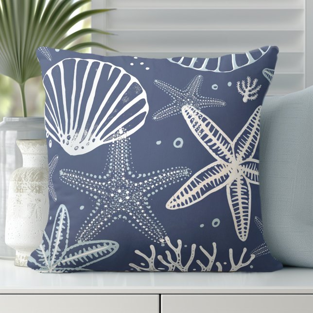 Oreillers côtiers à lancer de Starfish & Seashells (Discover Gorgeous Coastal Throw Pillows by Totally Coast.)
