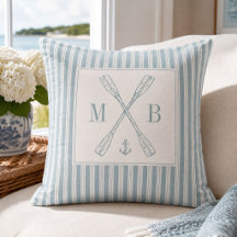 Oreillers côtiers personnalisés Monogramme Rayure