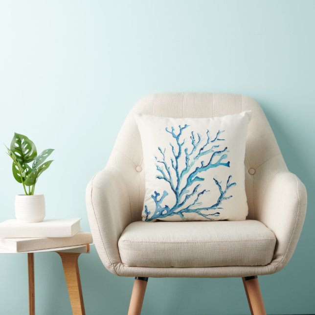 Oreillers décoratifs de plage thème corail (Chaise)