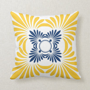 Oreillers Floraux modernes : Jaune Bleu