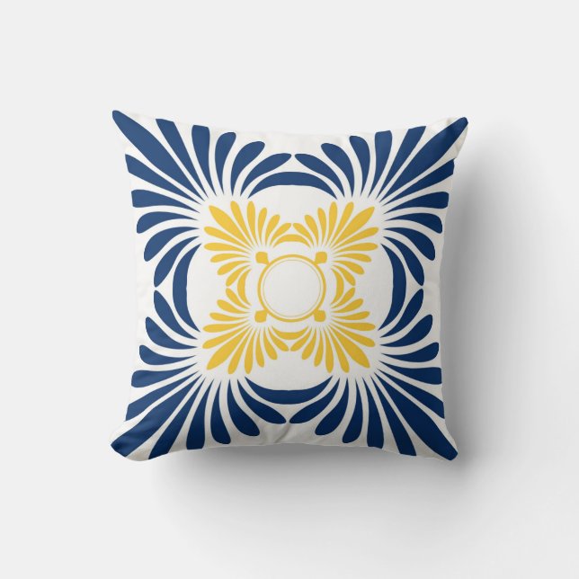 Oreillers Floraux tendance : Jaune Bleu (Recto)