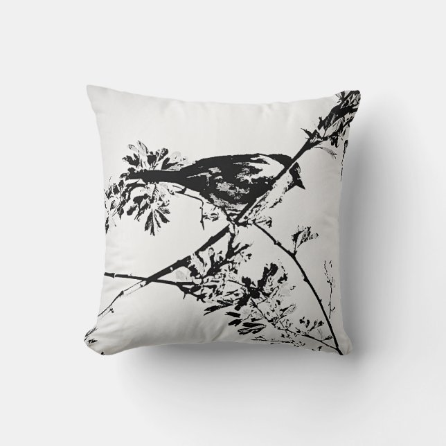 Oreillers noirs et blancs d'oiseau (Recto)