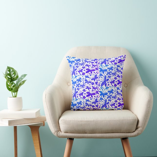 Oreillers papillons bleus (Chaise)