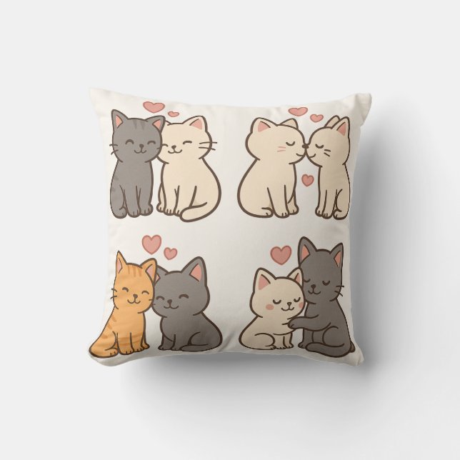 Oreillers pour couples de chats mignons  (Recto)