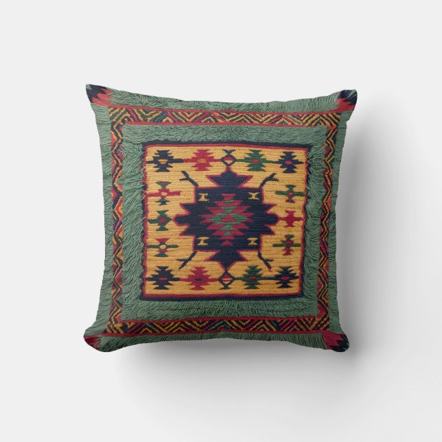 Oreillers verts Kilim Throw : Un équilibre parfait (Recto)