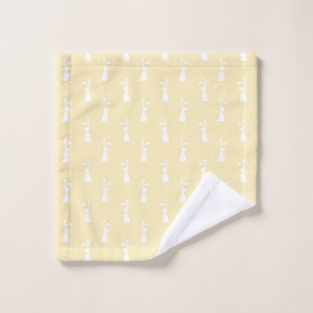 Oreilles de lapin blanc Joyeuses Pâques Saison pri (Gant de toilette)