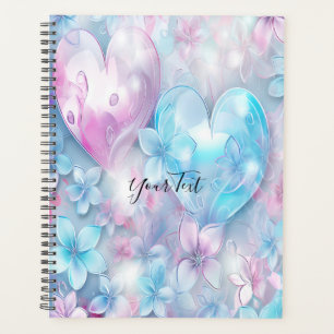 Organisateur de mariage cœurs et fleurs rose aqua