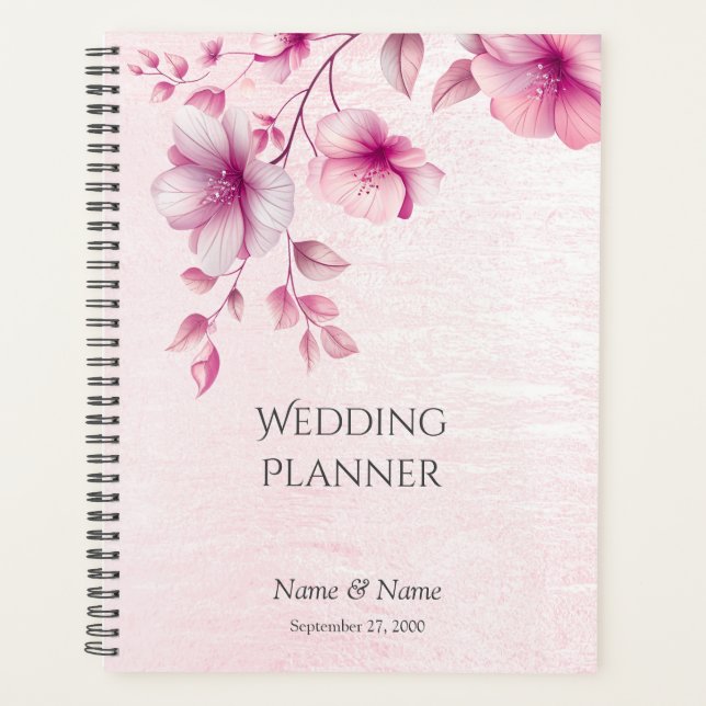 Organisateur de mariage Fleurs roses aquarelle (Devant)