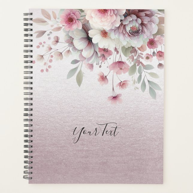 Organisateur de mariage floral blanc rose moderne (Devant)