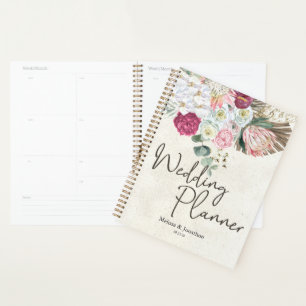 Organisateur de mariage floral neutre boho pastel