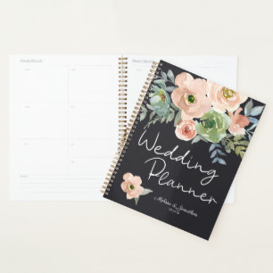 Organisateur de mariage floral pastel vert pêche N