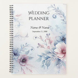 Organisateur de mariage floral rose bleu aquarelle