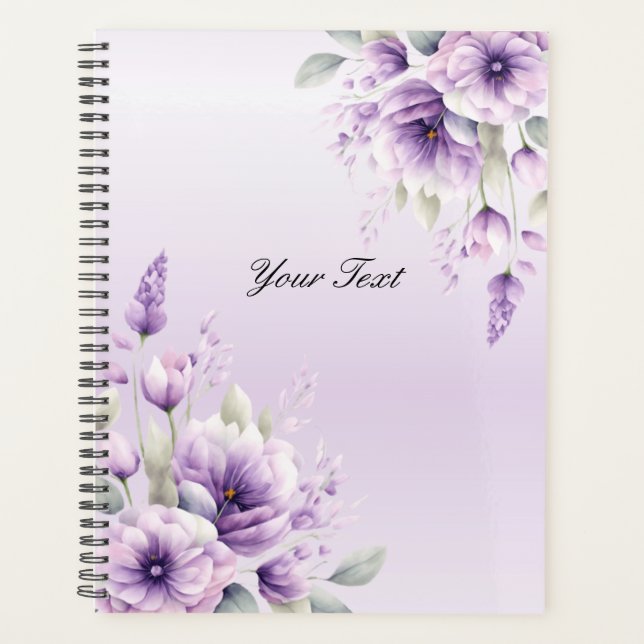Organisateur de mariage floral violet aquarelle (Devant)