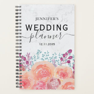 Organisateur de mariage orange brûlé aquarelle Boh