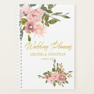 Organisateur de mariage rose poudré et or floral