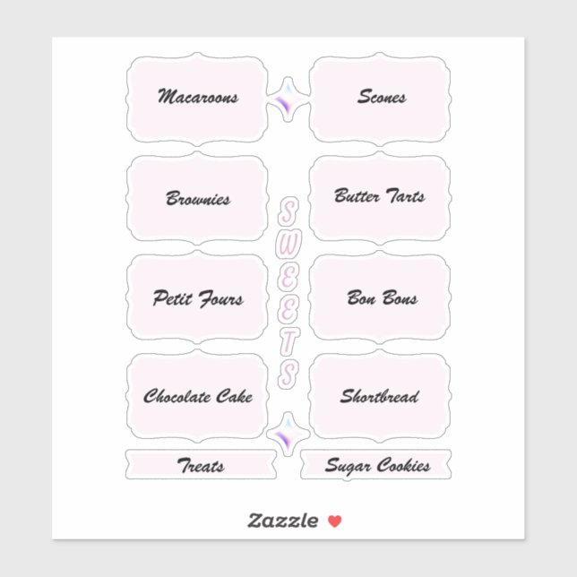 Organisation de la table de dessert Étiquettes ros (Feuille)