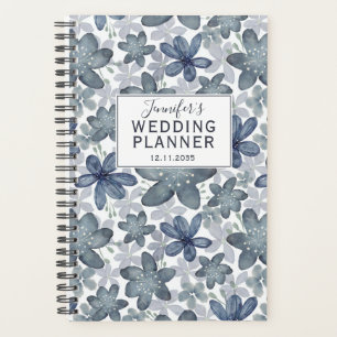 Organiseur de mariage à motif floral bleu poussiér