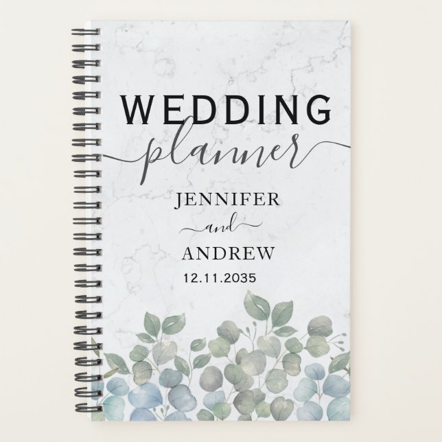 Organiseur de mariage vert sauge eucalyptus modern (Devant)