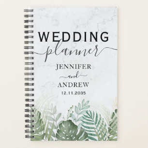 Organiseur de mariage vert sauge feuillage tropica