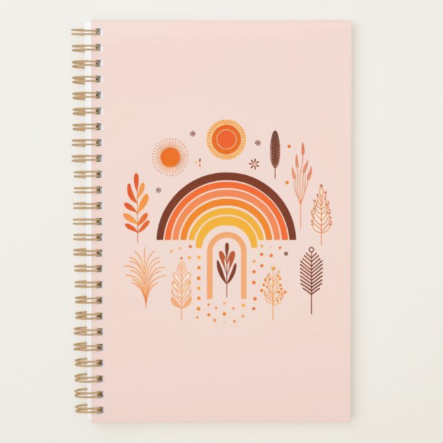 Organiseur hebdomadaire Boho Rainbow Earthy Plants (Devant)