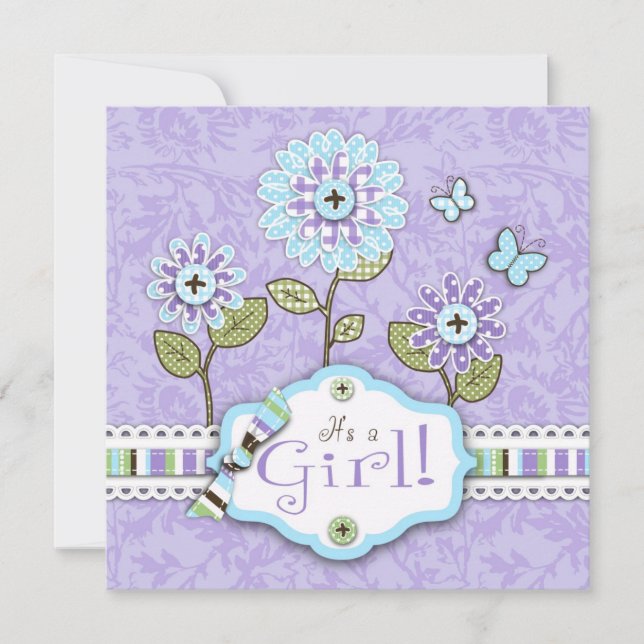 Organza Flowers Invitation Carré Lav (Devant)